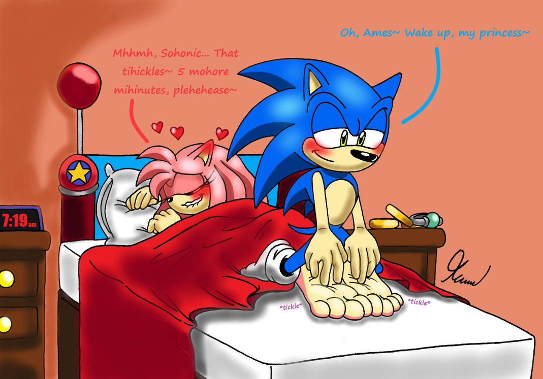 Rule 34 Amy Rose Bed Blush Blushing Ears Couple Cute Feet Female Foot