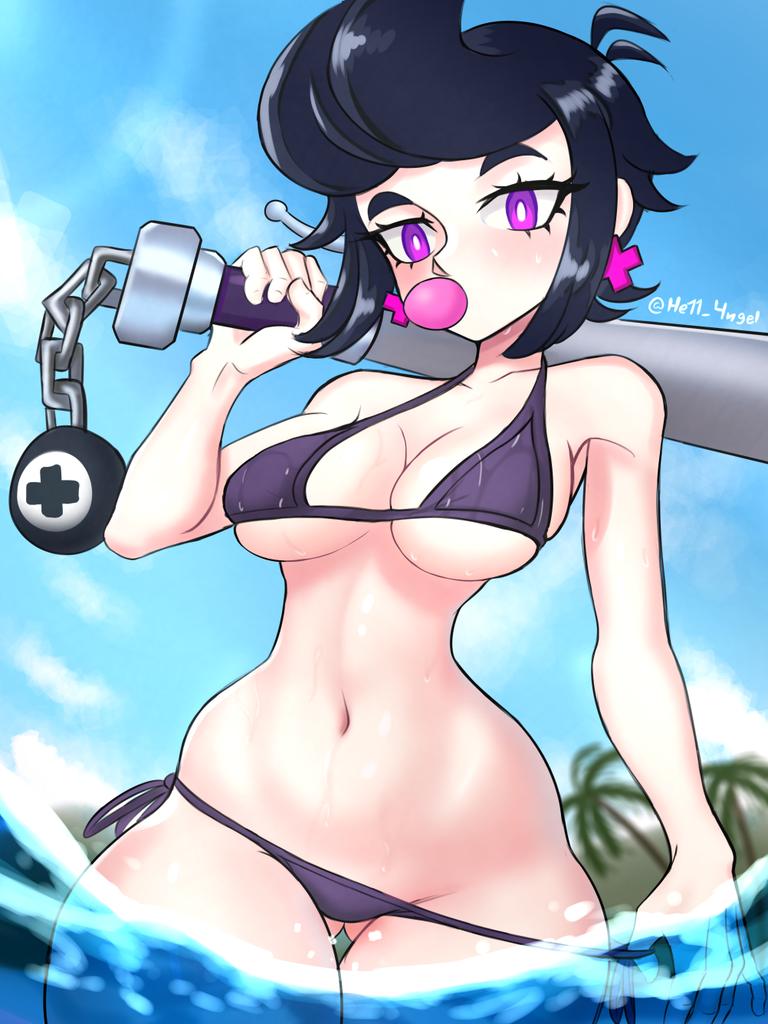 Rule 34 - 1girls Beach Bibi (brawl Stars) Big Breasts Bikini Brawl Stars  Bubble Gum Earrings He11 4ngel Purple Eyes Tagme Water | 6862527