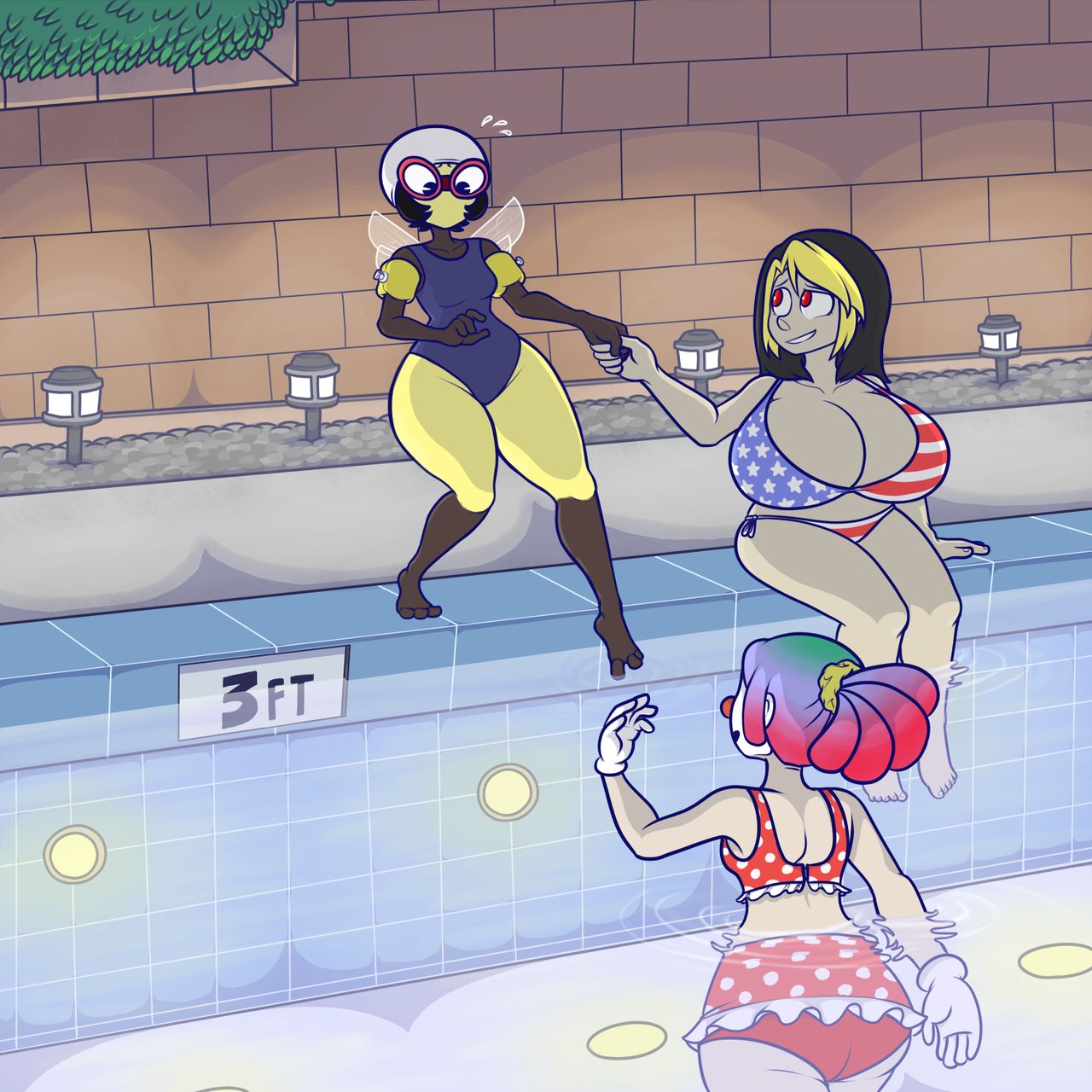 Rule 34 - American Flag Bikini Bee Girl Black Eyes Black Hair Breasts  Cleavage Clown Girl Fizzie (vendant) Hi Res Huge Ass Huge Breasts Karri  Large Ass Large Breasts Long Hair Multicolored