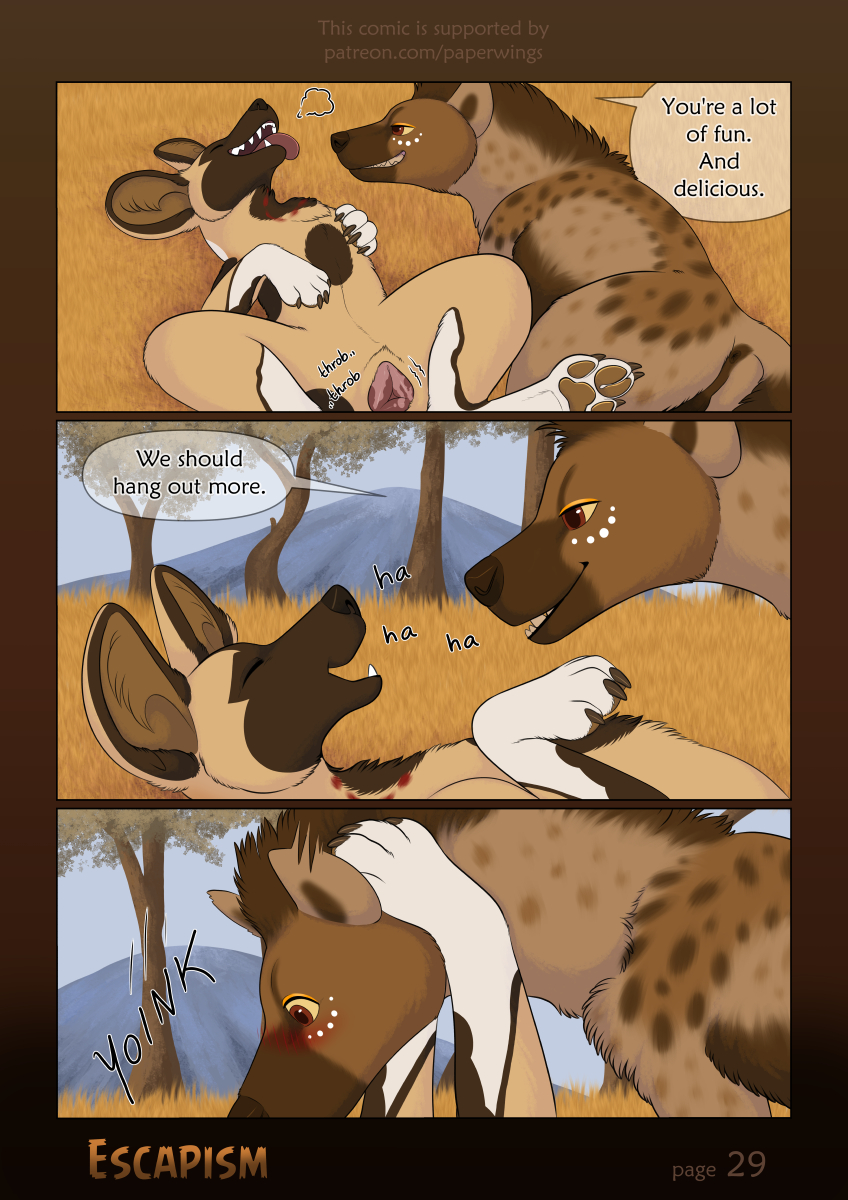 Rule 34 - African Wild Dog After Sex Animal Genitalia Animal Pussy Bite  Mark Brown Body Brown Fur Canid Canine Canine Pussy Comic Duo English Text  Facial Markings Female Female/female Female (lore)