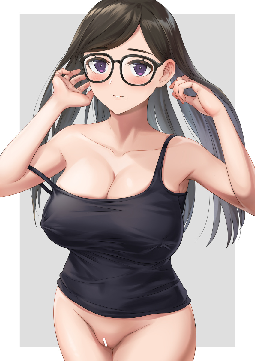 Rule 34 - Asian Asian Female Beauty Mark Black Hair Eyewear Female Glasses  Gosurori Light-skinned Female Light Skin Long Hair Minakata Hizuru Mole  Mole Under Mouth Summer Time Render Violet Eyes | 6861797