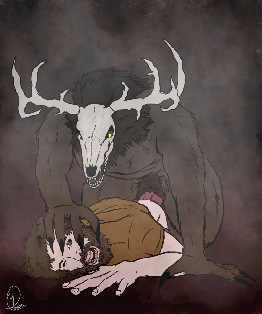 Skull in grass drawing