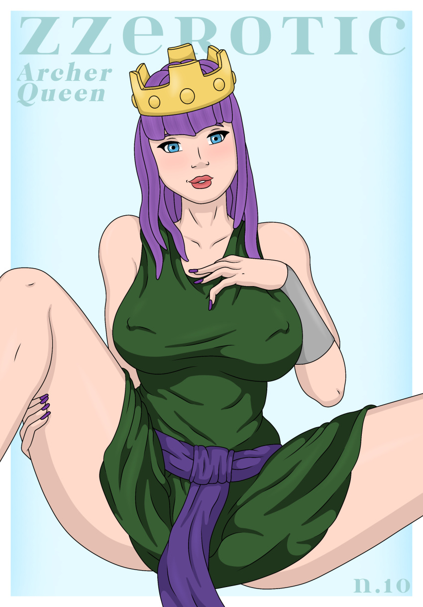 Rule 34 - 1girls 2022 Archer Queen (clash Of Clans) Artist Name Belt Big  Breasts Blue Eyes Breast Grab Breast Squeeze Breasts Clash Of Clans Clash  Royale Clothed Clothing Crown Eyelashes Female