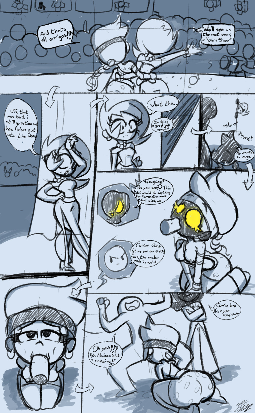 Rule 34 - Amber (brawl Stars) Brawl Stars Breasts Comic Comic Page Dialogue  Fellatio Forced Hypnosis Lola (brawl Stars) Luna Hombre Original Character  Sketch Sketch Page Sucking | 6895413