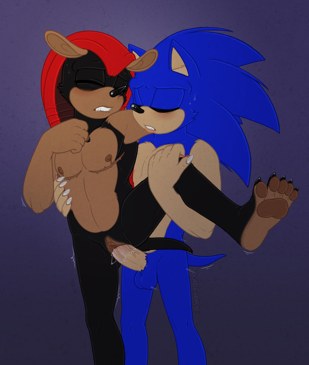 Rule 34 - 5 Fingers 5 Toes Andromorph Anthro Armadillo Balls Bite Biting  Lip Black Body Black Fur Blue Body Blue Fur Blush Bodyguard Position Chest  Scar Closed Eyes Duo Erection Eulipotyphlan