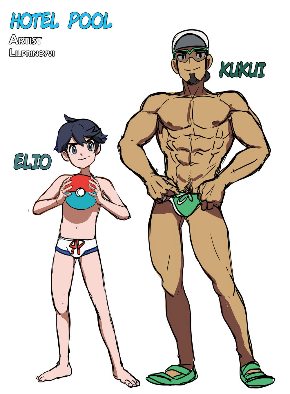 Rule 34 - Age Difference Bulge Cover Page Dilf Elio (pokemon) English Text  Glasses Kukui (pokemon) Lilprincyvi Male Male Only Melanin Muscles Muscular  Muscular Male Pokemon Pokemon Sm Speedo Swimsuit Teen Boy | 6964566
