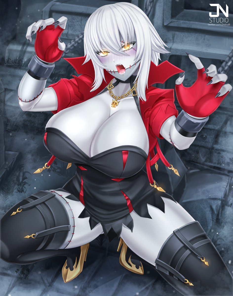 Rule 34 - 1girls Big Breasts Blush Chains Choker Grey Skin High Heels Huge  Breasts Jnstudio Legs Apart Necklace Silver Hair Thick Thighs Virtual  Youtuber Vshojo Zentreya Zombie Zombie Girl | 6930929