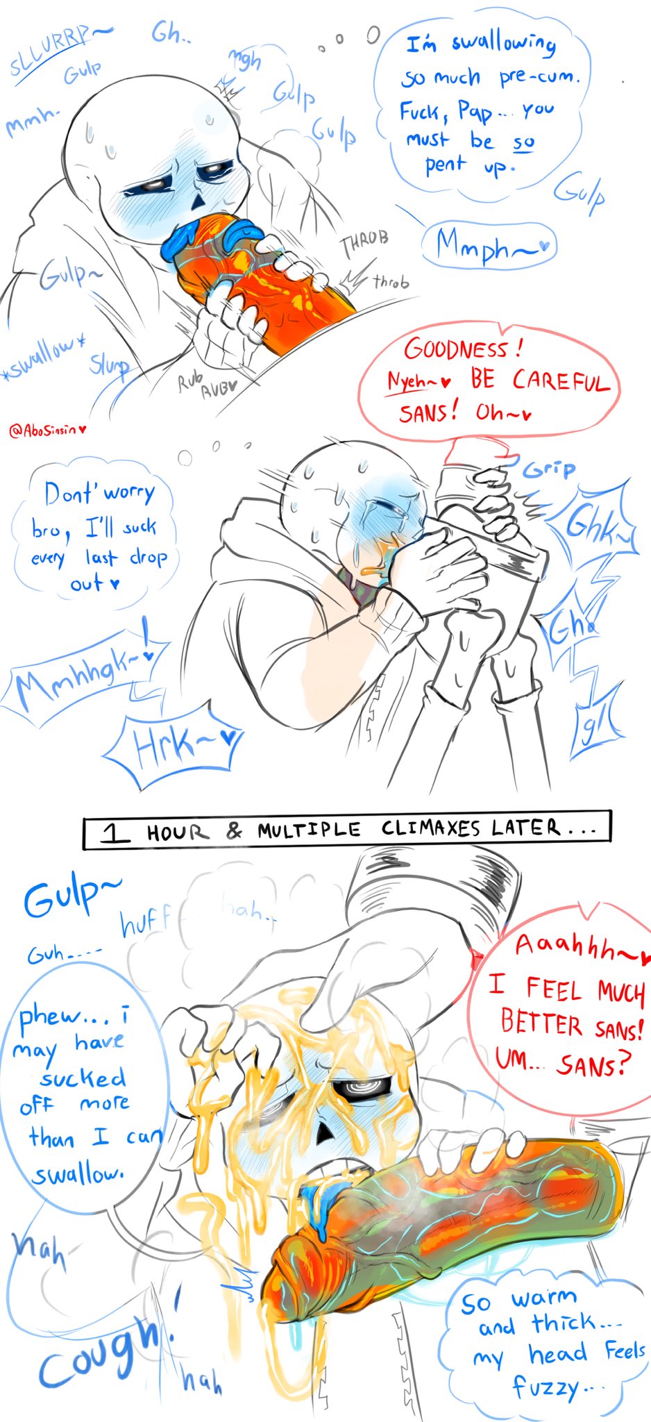 Sans kissing Papyrus forehead gently