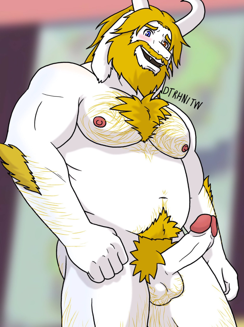 Rule Anthro Asgore Dreemurr Balls Bara Blonde Hair Boner Dad Bod