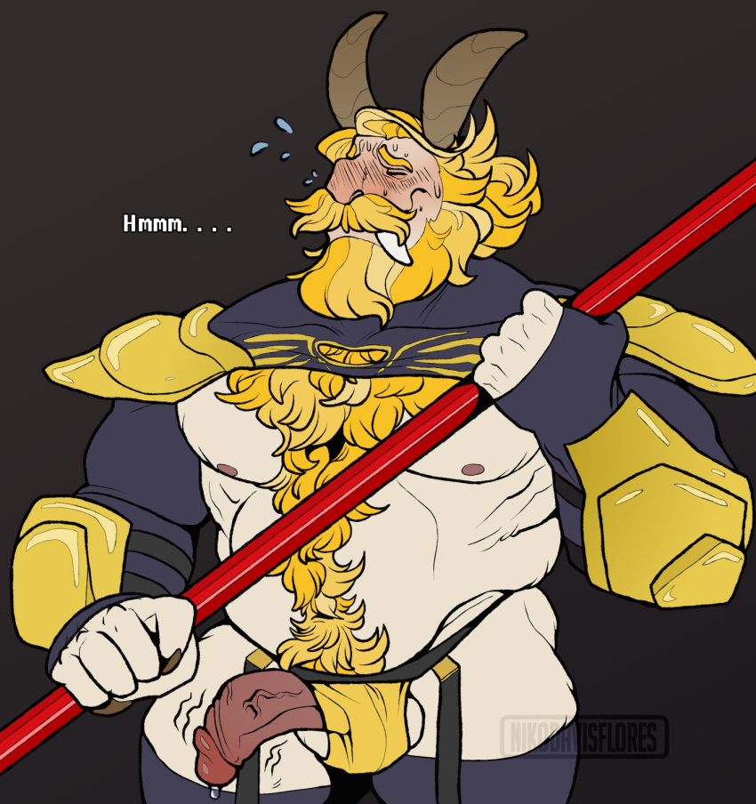 Rule 34 Anthro Asgore Dreemurr Balls Bara Blonde Hair Blush Boner Dad