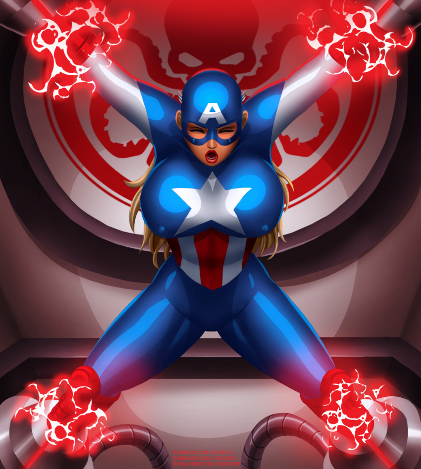 Rule 34 - American Dream Bondage Captain America (series) Closed Eyes  Electricity Erect Nipples Huge Breasts Marvel Marvel Comics Masked Shocked  Skin Tight Svoidist | 6939413