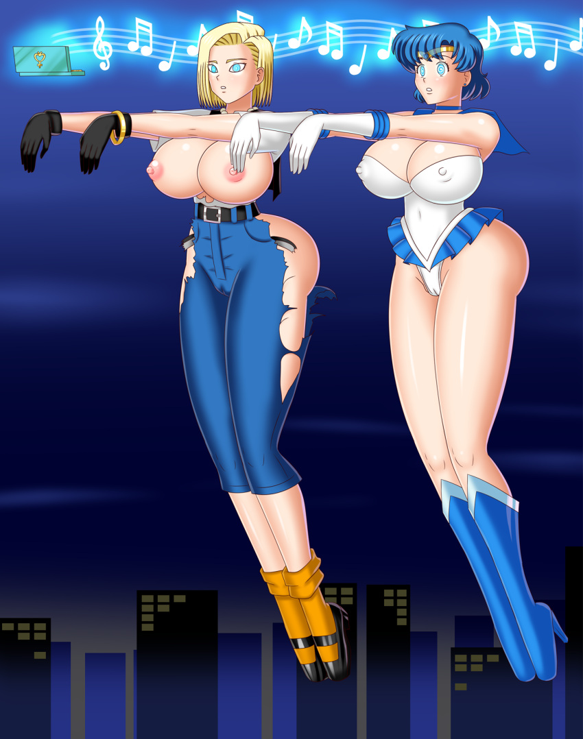 Rule 34 2girls Ami Mizuno Android 18 Bishoujo Senshi Sailor Moon