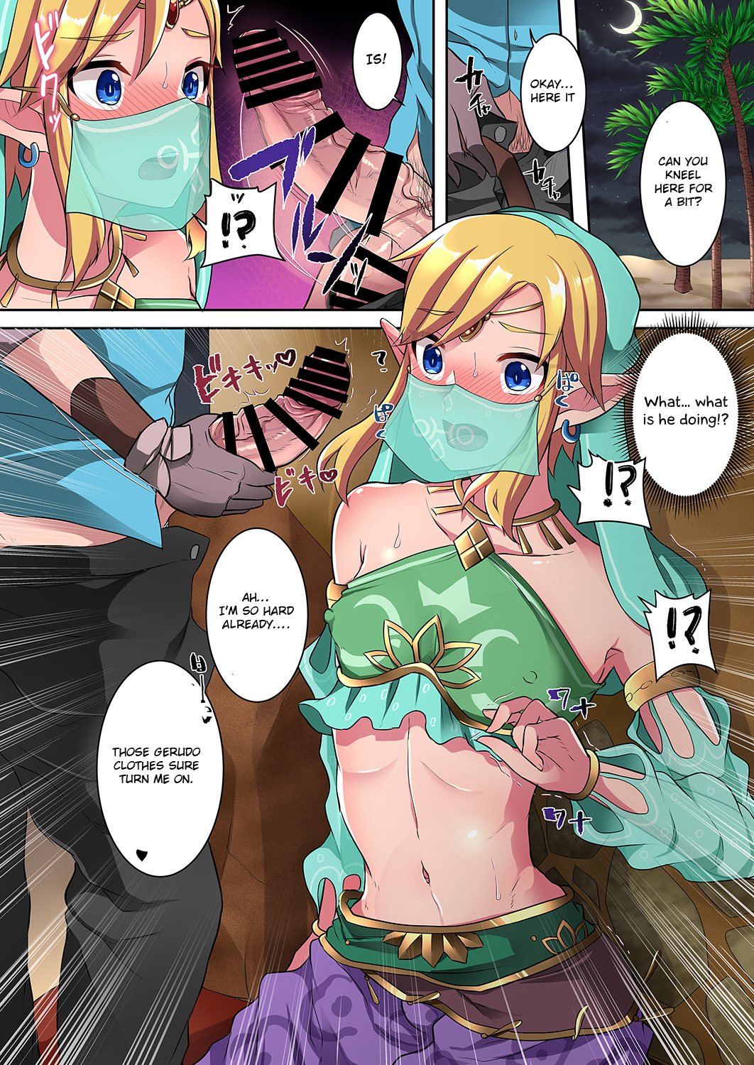 Rule 34 - 2boys Blonde Hair Canon Crossdressing Censored Comic Confusion  Crossdressing Femboy Gerudo Link Kneeling Link Penis Penis Awe Penis Out  Penis Reveal Reluctant Runrun Shocked Shocked Expression Shy Text The