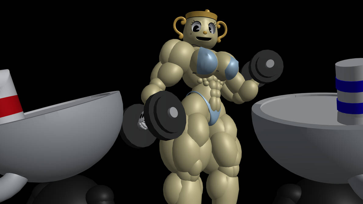 Rule 34 - 3d (artwork) Abs Big Breasts Big Muscles Bikini Black Eyes  Cuphead Cuphead (game) Erect Nipples Gloves Huge Breasts Huge Muscles  Lifting Weights Ms. Chalice Mugman Muscle Muscles Muscular Muscular