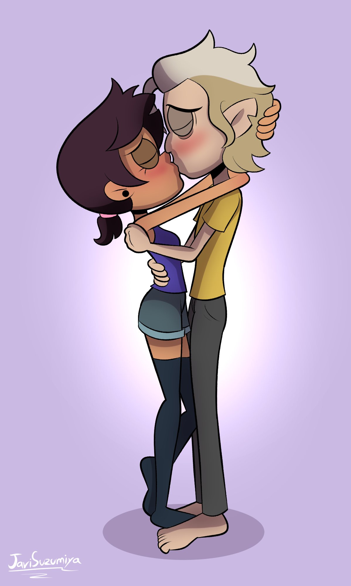 Rule 34 - 1boy 1girls 2022 Barefoot Blush Closed Eyes Couple Disney Disney  Channel Duo Earrings Fully Clothed Hugging Hunter (the Owl House)  Javisuzumiya Kissing Luz Noceda Pants Parody Ponytail Portrait Romantic