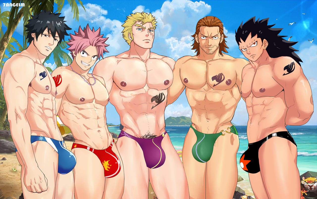 Rule Boys Angelm Beach Black Hair Black Speedo Blonde Hair Blue Speedo Bulge Crab Fairy