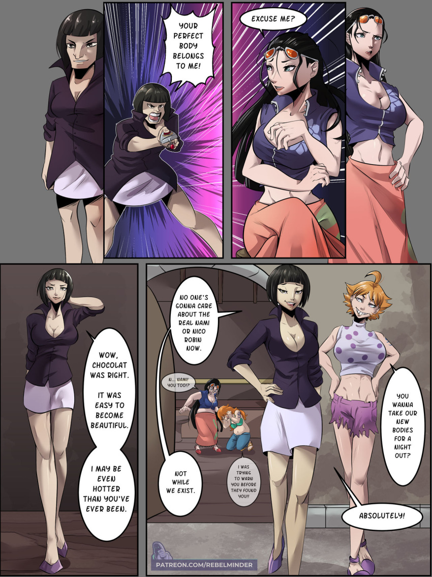 Rule 34 - 4girls Attribute Swap Attribute Theft Big Breasts Female Female  Only Nami (one Piece) Nico Robin One Piece Short Female Thin Waist | 7065672
