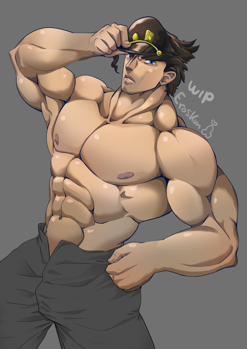 Rule 34 - 1boy Eroskun Jojos Bizarre Adventure Jotaro Kujo Male Only  Muscular Male Shirtless (male) Stardust Crusaders | 7163831