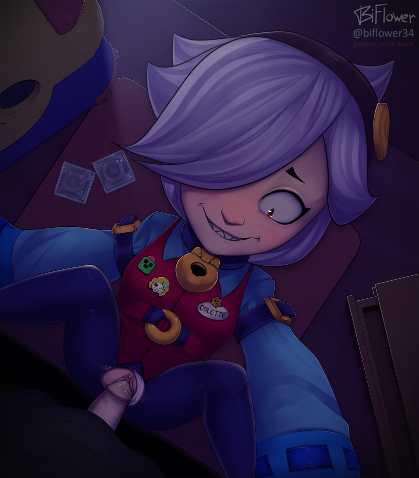 Rule 34 - 1boy 1boy1girl 1girls Biflower Brawl Stars Colette (brawl Stars)  Edgar (brawl Stars) Female Penetrated Night Pussy Smile Straight White Hair  | 7146861