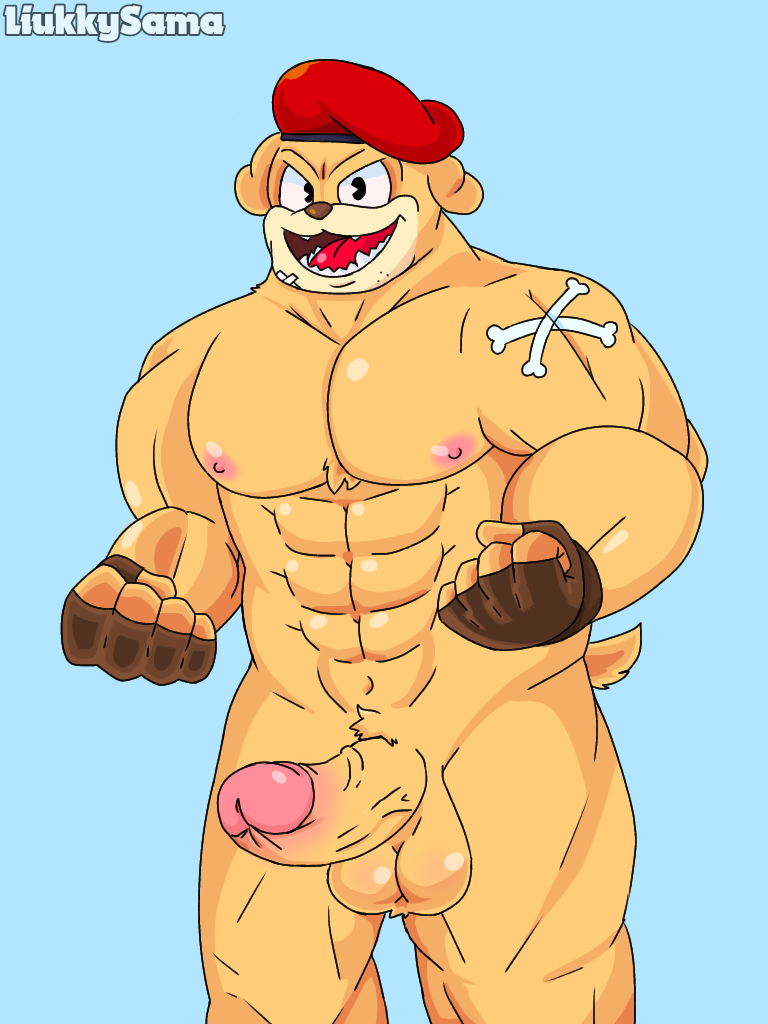 Rule 34 - Bara Bulldog Canine Cuphead (game) Fighter Pilot Bulldog Furry  Furry Only Hat Liukky Male Muscular Muscular Male Penis | 6341321