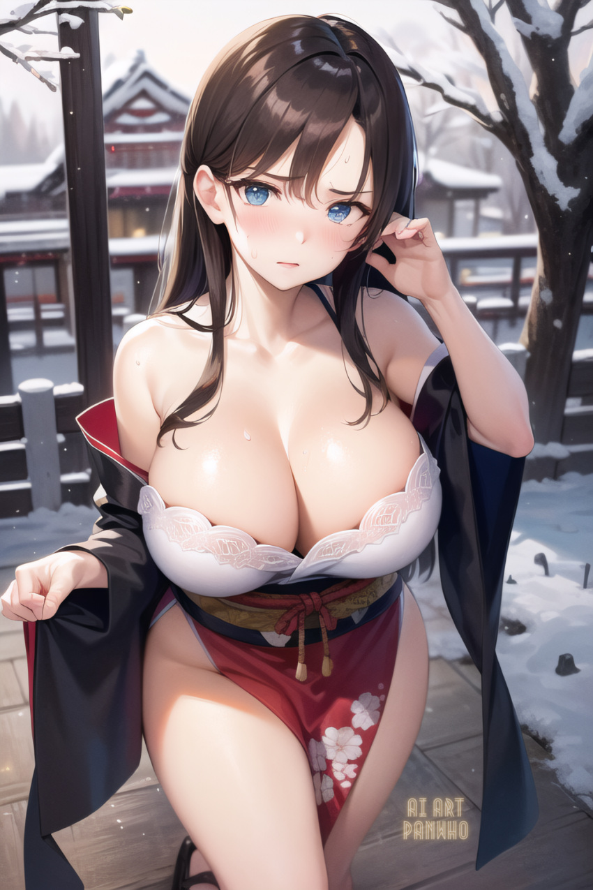 Rule 34 2023 Ai Art Panwho Ai Generated Black Hair Cleavage Curvy