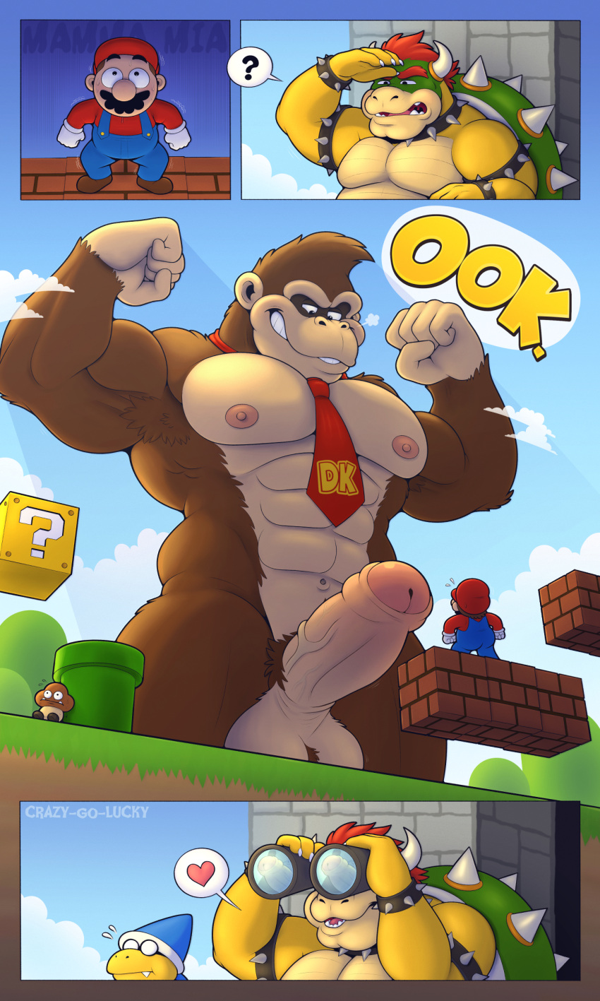 Rule 34 - Anthro Ape Big Penis Binoculars Bowser Comic Donkey Kong Donkey  Kong (series) Genitals Goomba Gorilla Group Haplorhine Heart Hi Res  Humanoid Kamek Macro Male Malemale Mammal Mario Mario (series)