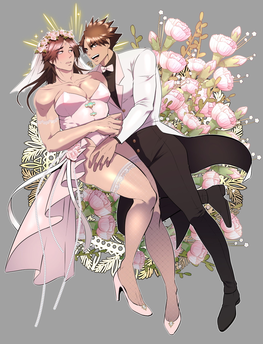 Rule 34 Big Pecs Blush Bridal Veil Bride Brown Hair Circlet Cleavage