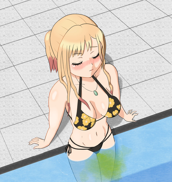 Rule 34 1girls Bikini Blonde Hair Blush Closed Eyes Have To Pee  