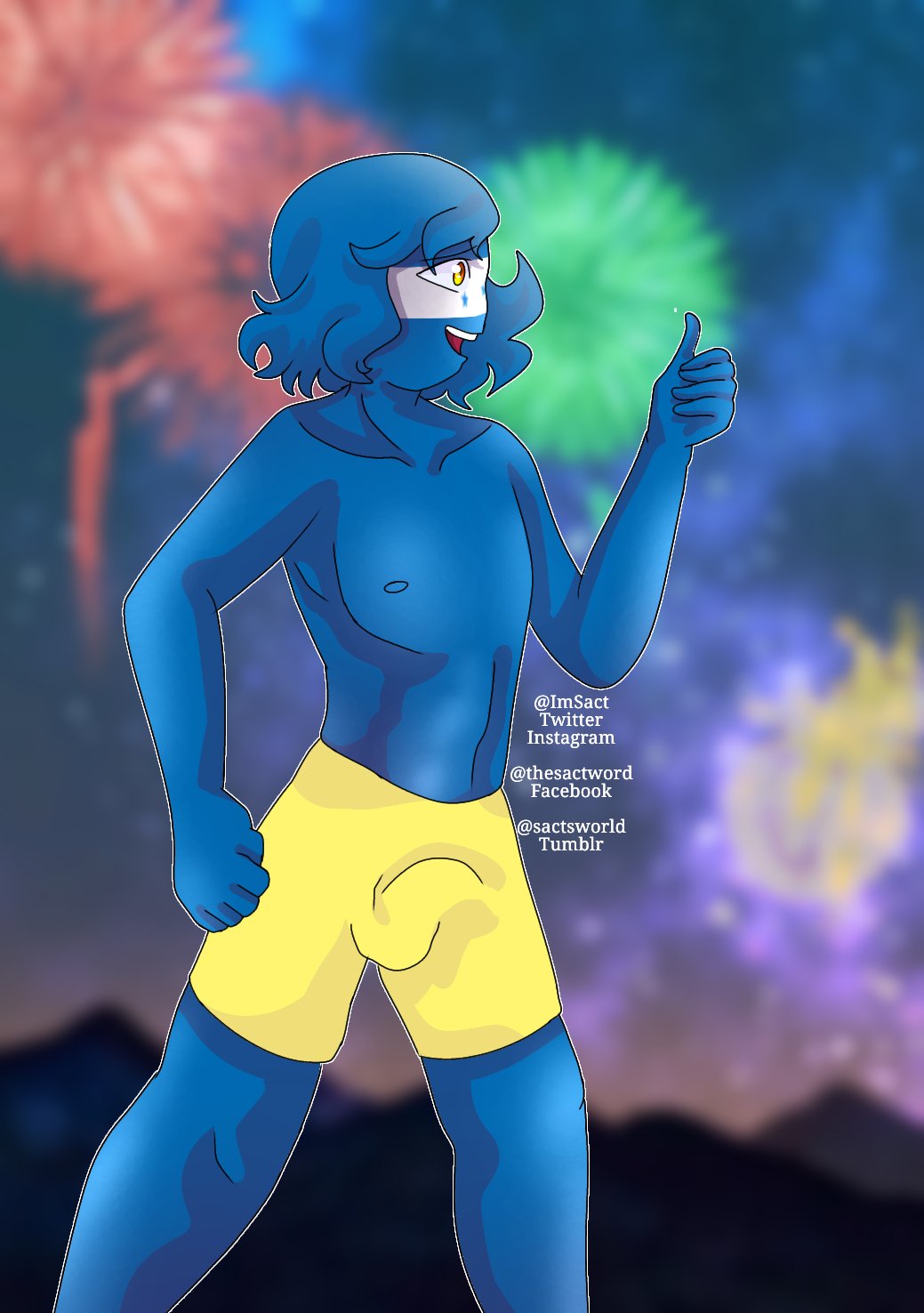 Rule 34 - 1boy Blue Body Blue Hair Countryhumans Honduras (countryhumans)  Imsact New Year | 7377281