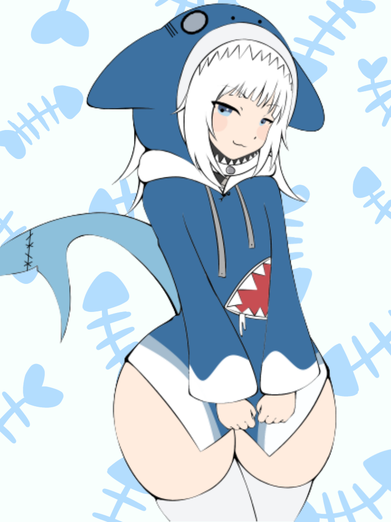 Rule 34 - =3 Blue Eyes Colored Sketch Gawr Gura Hands Covering Pussy  Hololive Shark Hood Shark Tail Thick Thighs Voluptuous Voluptuous Female  Vtuber White Hair Youtube Zonen404 | 7210831