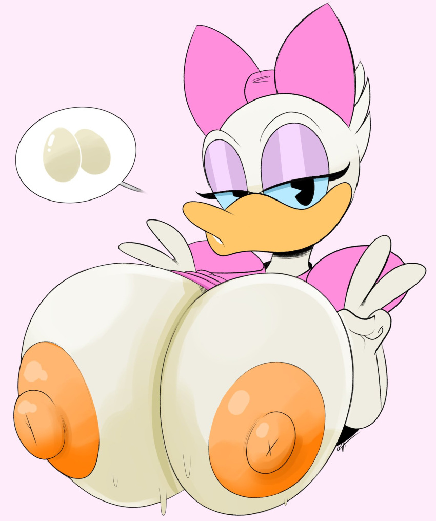 Rule 34 - Anthro Areola Areolae Avian Big Breasts Bird Blush Bodily Fluids  Bowtie Breasts Daisy Duck Disney Duck Hair Half-closed Eyes Huge Breasts  Impregnation Request Large Breasts Nipples Orange Areola Orange