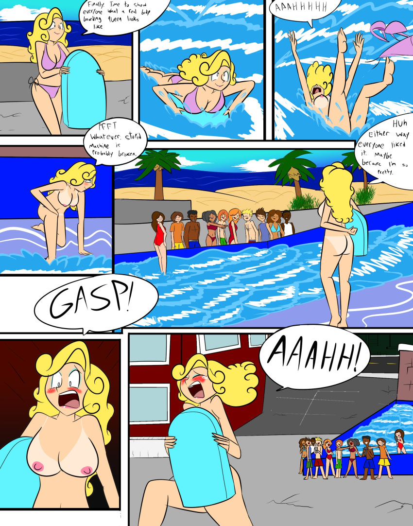 Rule 34 Accidental Exposure Boogie Board Breasts Crowd Embarrassed