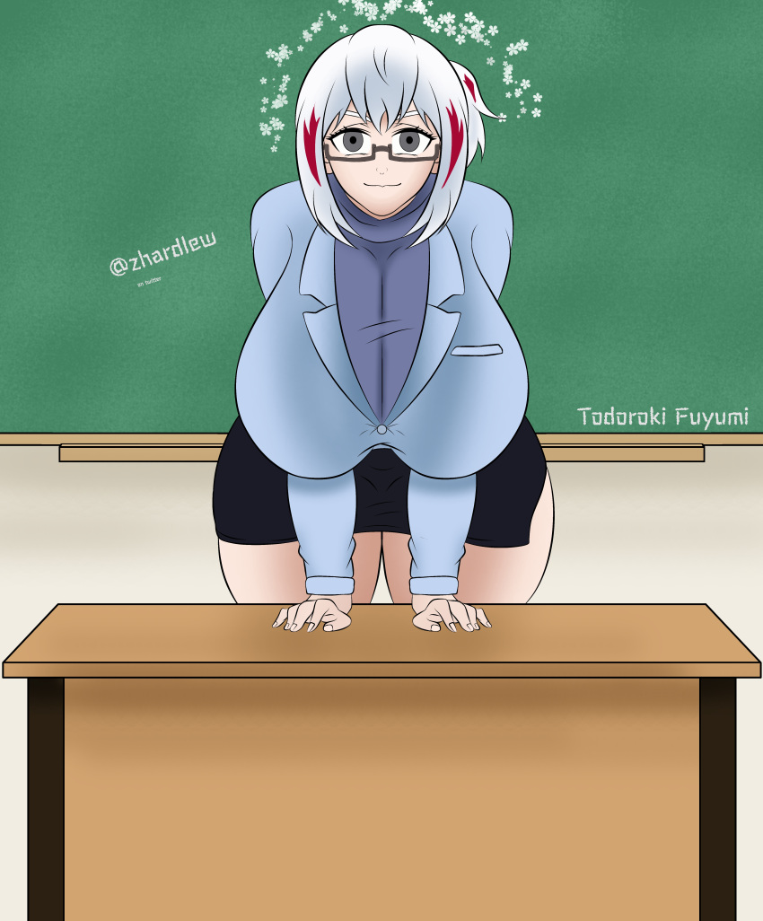 Rule 34 - Big Breasts Breast Focus Desk Flirting Look Fuyumi Todoroki  Glasses Hands On Table Looking At Viewer My Hero Academia Only Female  Teacher Thick Thighs Zhardlew | 7502163