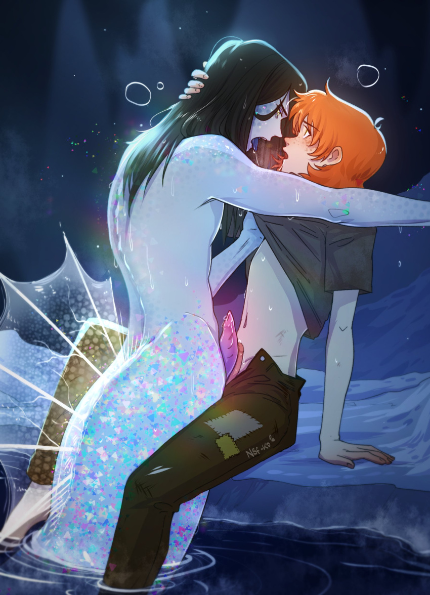 Rule 34 - 2boys Cute Male Fronting Gay Ginger Ginger Hair Grey Body Grey  Skin Looking At Each Other Looking At Partner Male Only Mermaid Tail Merman  Nsf-ko Penis On Penis Penises