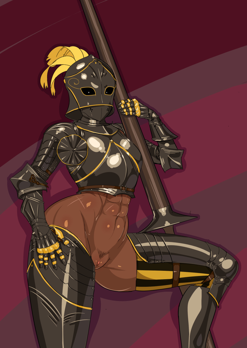 Rule 34 - 1girls Abs Armor Dark-skinned Female Dark Skin Female Female  Knight Female Only Knight Looking At Viewer Nisetanaqa Pussy Sallet Scar  Solo Thick Thighs Wide Hips | 2629328