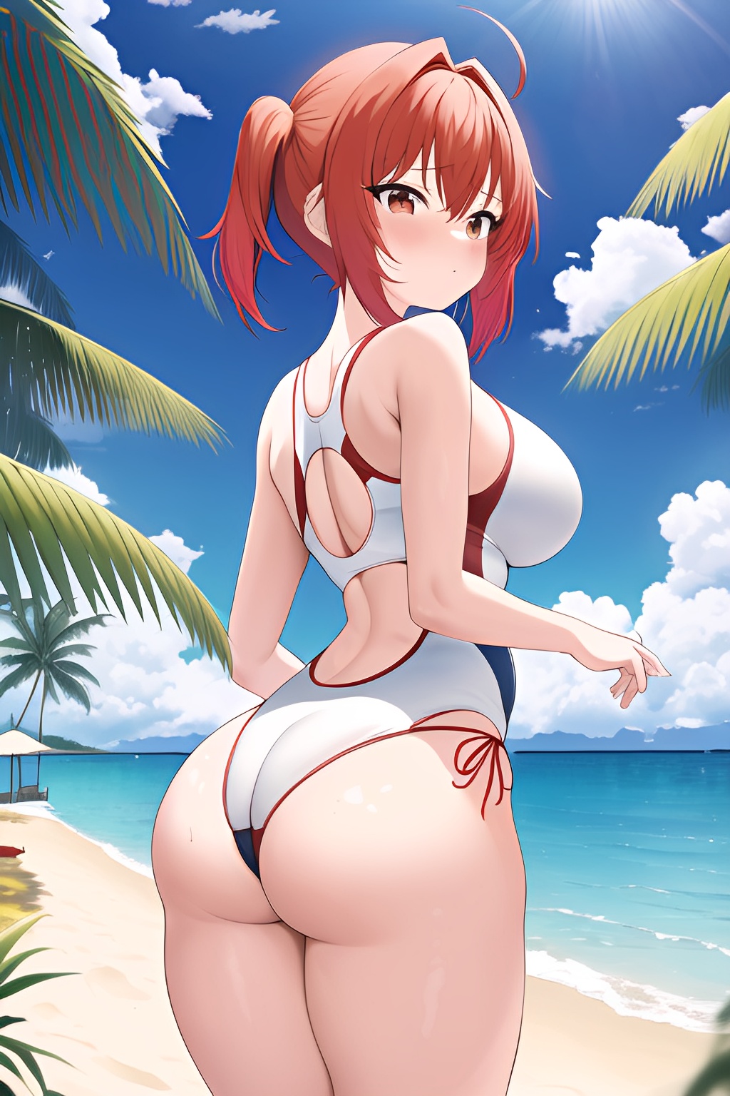 Rule 34 1girls Ai Generated Ass Back View Beach Big Ass Big Breasts