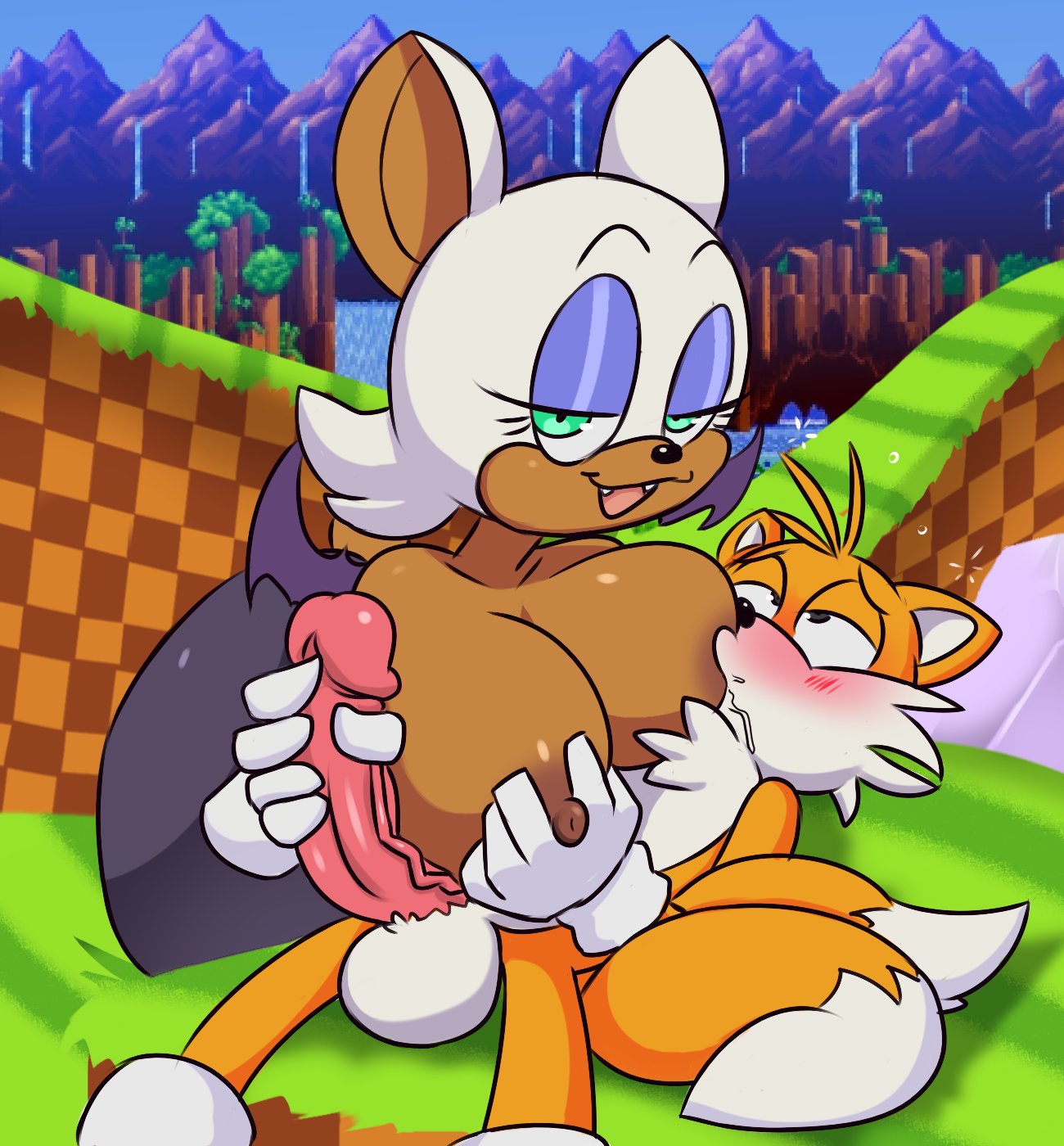 Rule 34 - Bat Fox Green Hill Zone Handjob Nursing Handjob Older Female  Rouge The Bat Tails Younger Male | 7561644