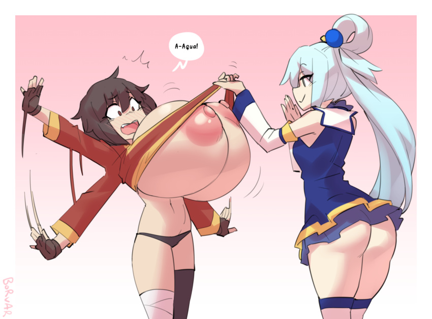 Rule 34 2girls Alternate Breast Size Aqua Konosuba Areolae Ass Big