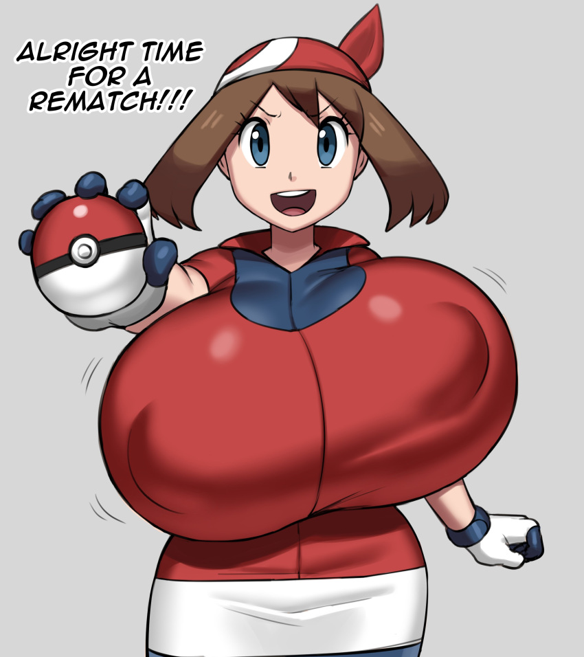 Rule 34 - Bandana Big Areola Big Nipples Brown Hair Game Freak Gray Impact  Holding Object Huge Breasts Hyper Breasts Large Breasts May (pokemon)  Nintendo Nipple Bulge Pokeball Pokemon Pokemon Rse Short