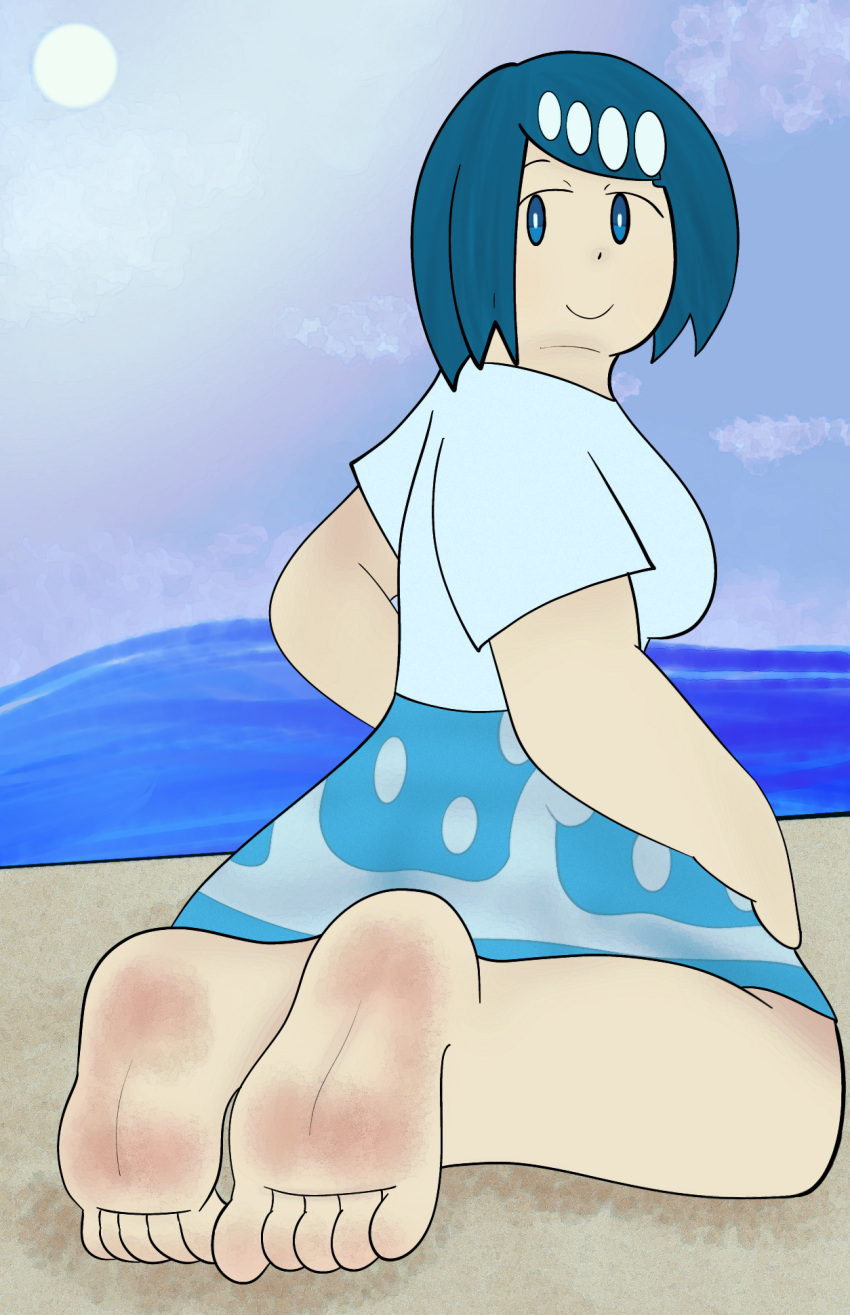 Rule 34 - 5 Toes Adult Beach Blue Dress Blue Hair Boxcutter5 Clothed Female  Clothes Deviantart Dress Feet Feet In Sand Female Female Focus Female Only  Foot Fetish Foot Focus Human Lanas