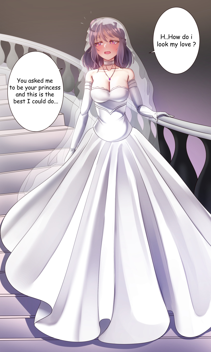 Rule 34 - 1girls Arm Gloves Blush Blushing Boobs Braid Breasts Bridal  Gloves Bridal Veil Bride Comic Dialogue Embarrassed Fault Milestone Female  French Braid Gloves Gown Long Dress Looking Away Pink Eyes
