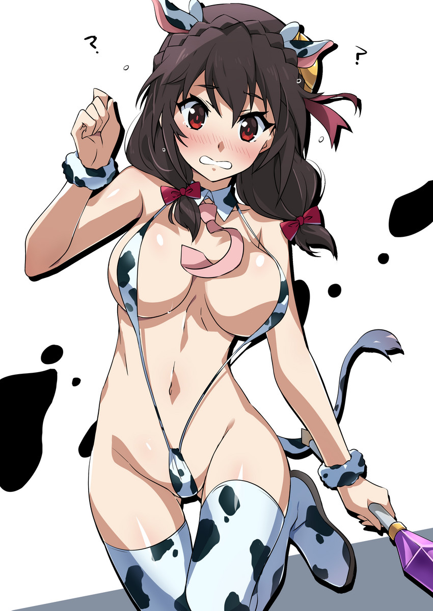 Rule 34 – 1girls animal ears animal print bangs big breasts black socks blush bouncing breasts bow braid breasts brown hair cleavage cow ears cow print cow print bikini cow print socks cow print thighhighs crown braid detached collar embarrassed hair between eyes hairbow holding holding staff kono subarashii sekai ni shukufuku wo! large breasts long hair navel necktie pink necktie red bow red eyes shiny shiny skin sideboob slingshot swimsuit socks solo staff standing standing on one leg swimsuit thigh socks thighhighs tokiani wavy mouth white socks white thighhighs wing collar wrist cuffs yunyun (konosuba) | 6717523