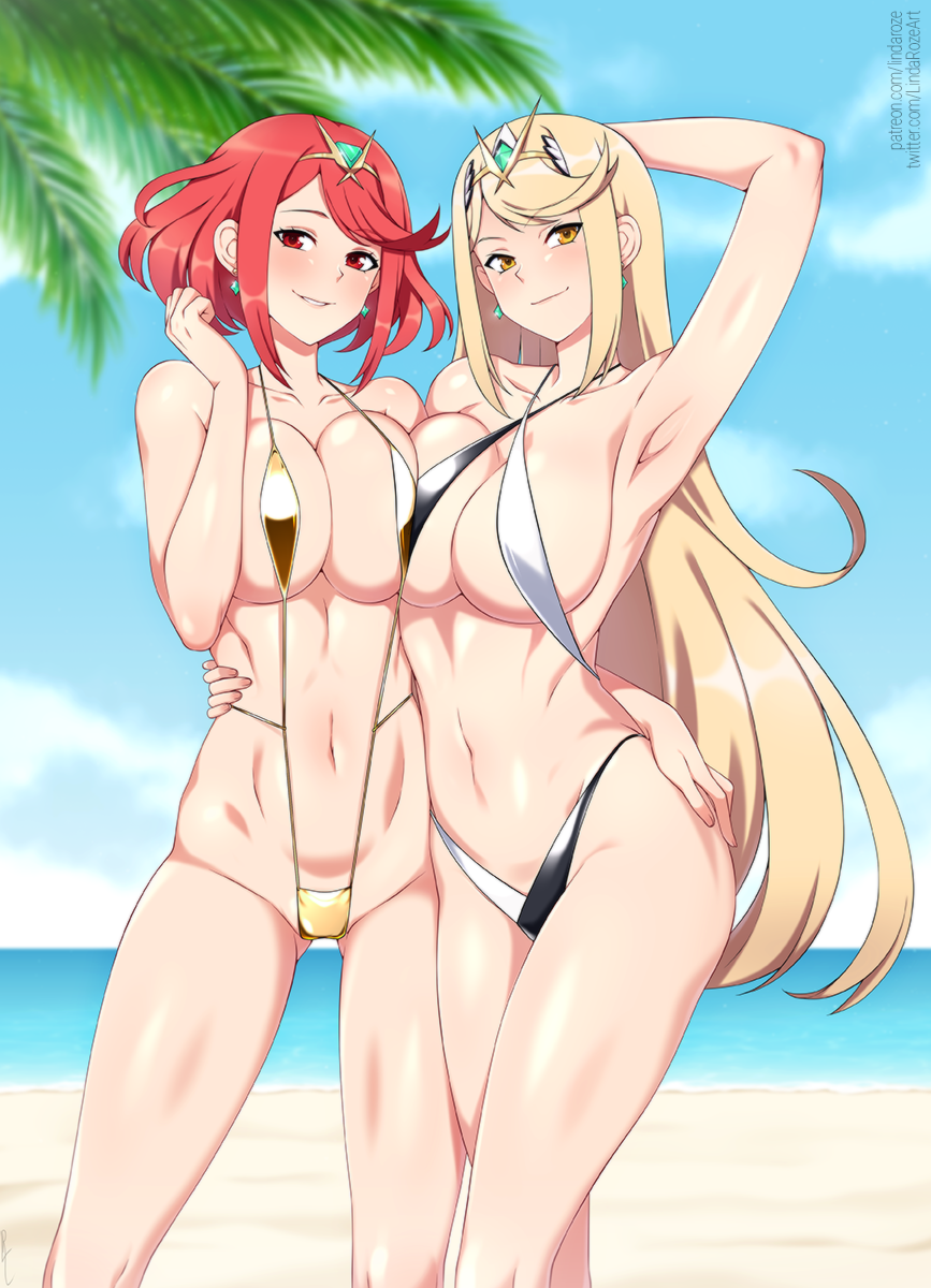 Rule 34 – 2girls ass bangs beach bikini black bikini blonde hair breasts clouds collarbone colored earrings female only hand on ass headwear huge breasts large breasts lindaroze long hair looking at viewer multicolored bikini mythra navel nintendo ocean one-piece swimsuit outside palm tree pyra red eyes red hair revealing clothes shiny skin short hair sky slingshot swimsuit smiling smiling at viewer standing string bikini swept bangs swimsuit tagme thick thighs thighs tiara water white bikini xenoblade (series) xenoblade chronicles 2 yellow eyes yellow one-piece swimsuit yellow swimsuit | 6351573