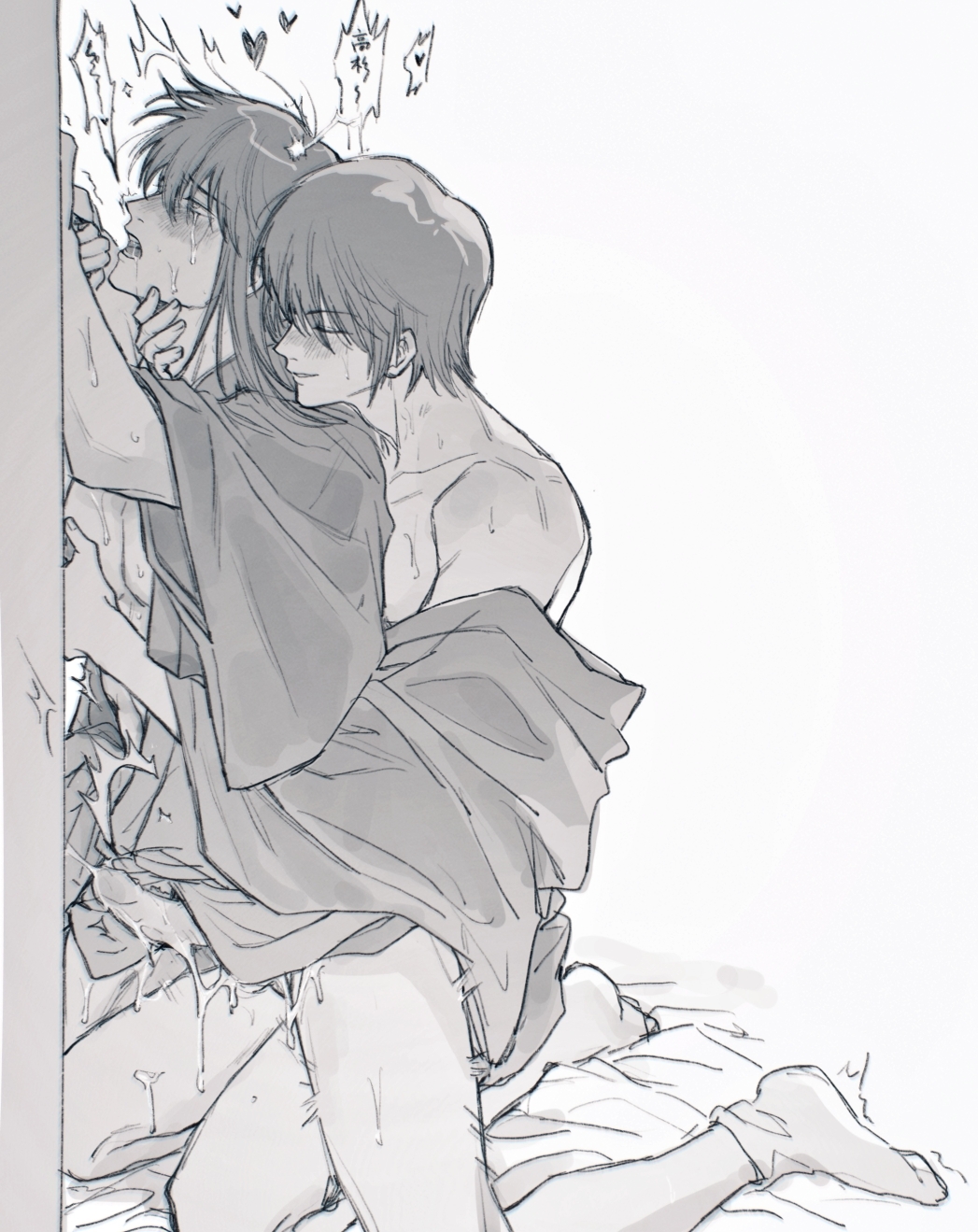 Rule 34 – 2boys against wall anal anal sex blush bodily fluids clothed sex erection from behind gay gintama katsura kotarou kimono kneeling llemonyyyy long hair male male male only monochrome off shoulder open mouth penis smile sweat takasugi shinsuke tears uncensored yaoi | 6797570