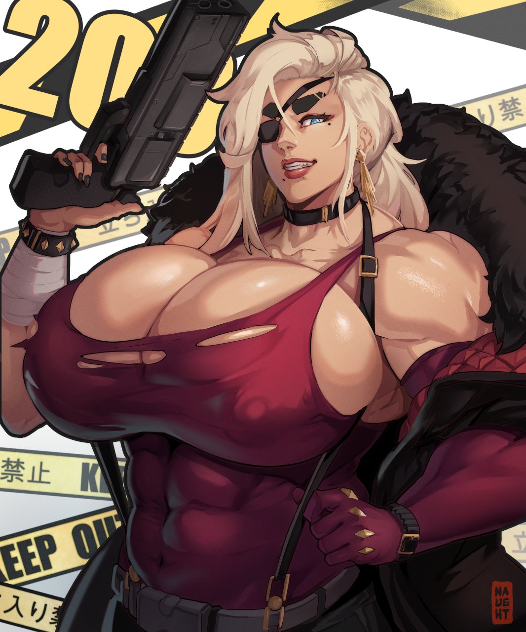 Rule 34 – 1girls abs big breasts big nipples blonde hair blue eyes breasts bigger than head chocker clothed donaught earings eye patch eyewear fit female holding holding object huge breasts large breasts looking at viewer miffu muscles muscular female neckwear nipples visible through clothing ripped clothing smiling tagme weapon wrappings | 6836697