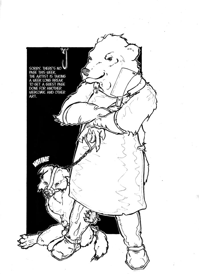 Rule 34 – anthro apron balls bear bondage bondage bound canine claws cleaver clothing cock ring collar comic crossed arms dialog english text fox fur gloves hook knife leash leather male mulefoot muzzle (object) muzzled nude rope sheath sitting slop smile standing text whine | 1469435