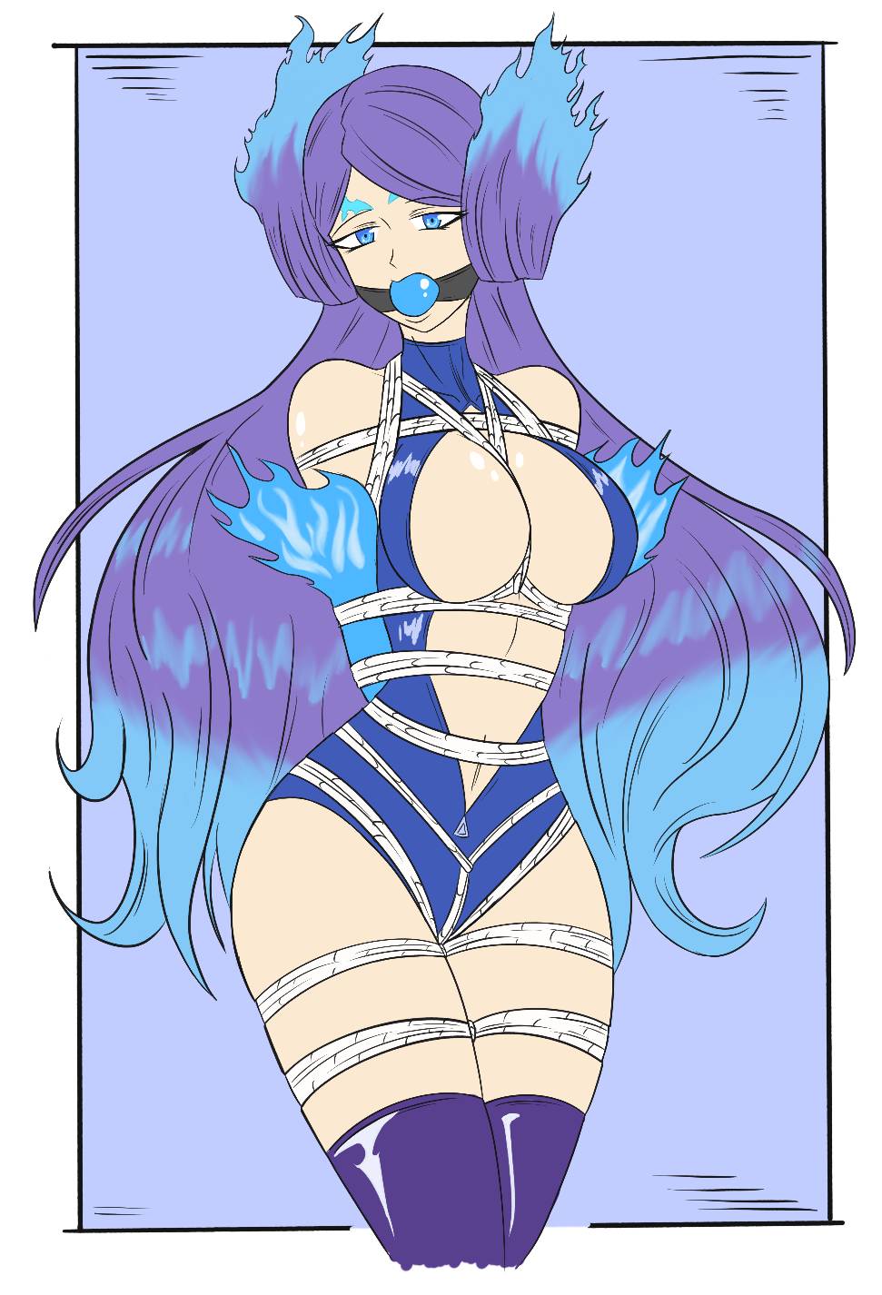 Rule 34 – 1girls arms tied behind back artist request ball gag blue eyes blue flames blue leotard bondage bondage breasts brighid crotch rope gag gagged large breasts legs tied leotard long hair midriff milf navel nintendo purple hair rope rope between breasts rope bondage shibari over clothes thighhighs vambraces xenoblade (series) xenoblade chronicles 2 zipper down zipper leotard | 6855405