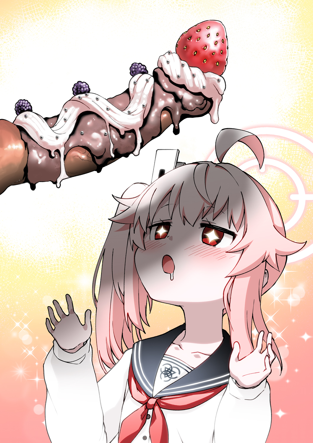 Rule 34 – + + 1boy ahoge black sailor collar blue archive blueberry blush cake cherry chocolate chocolate on body chocolate on penis cream dessert drooling erection female food food on body food on penis fruit gradient gradient background highres large penis long hair looking at penis natsu (blue archive) neckerchief open mouth pastry penis penis awe penis shadow red eyes rensiusan sailor collar saliva school uniform serafuku sparkle sparkle background sparkling eyes straight strawberry whipped cream young | 6781431