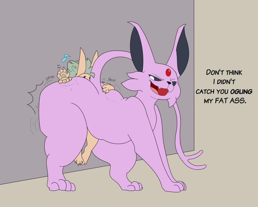 Rule 34 – absurd res ambiguous gender ass big butt butt slam colored duo eeveelution emanata english text espeon feral fur generation 2 pokemon grinding hi res kobold nintendo onomatopoeia pokemon pokemon (species) purple body purple fur size difference skunkwhoplunks smothering sushiamazing text trapped trapped in butt video games wall | 6585004