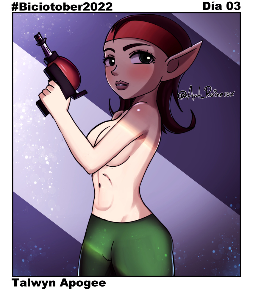 Rule 34 – 1girl 1girls alien alien girl alien humanoid bandana big breasts blue eyes breasts brown hair convenient censoring female female only gun hips humanoid long hair looking at viewer midriff navel pointy ears pose ratchet and clank red bandana reinerox talwyn apogee thick thighs thighs tight clothing topless topless female weapon wide hips | 6791631